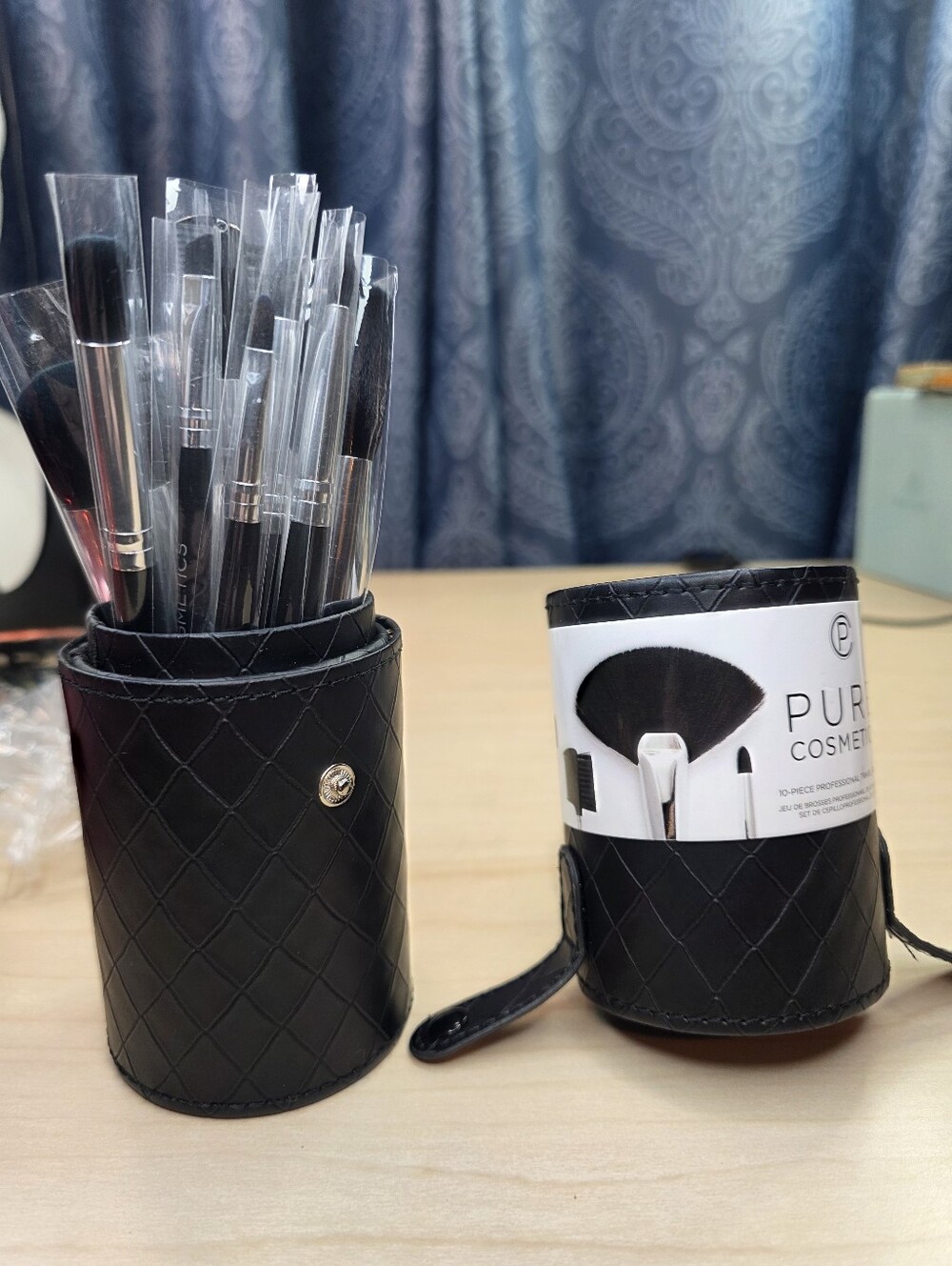 Pure Cosmetics 10-Piece Professional Makeup Brush Set with Black Travel Case
